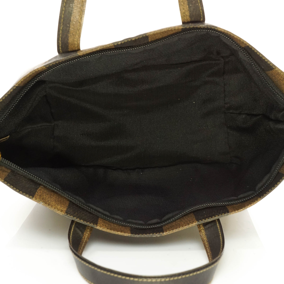 Fendi Pequin Hand Bag Vinyl Brown