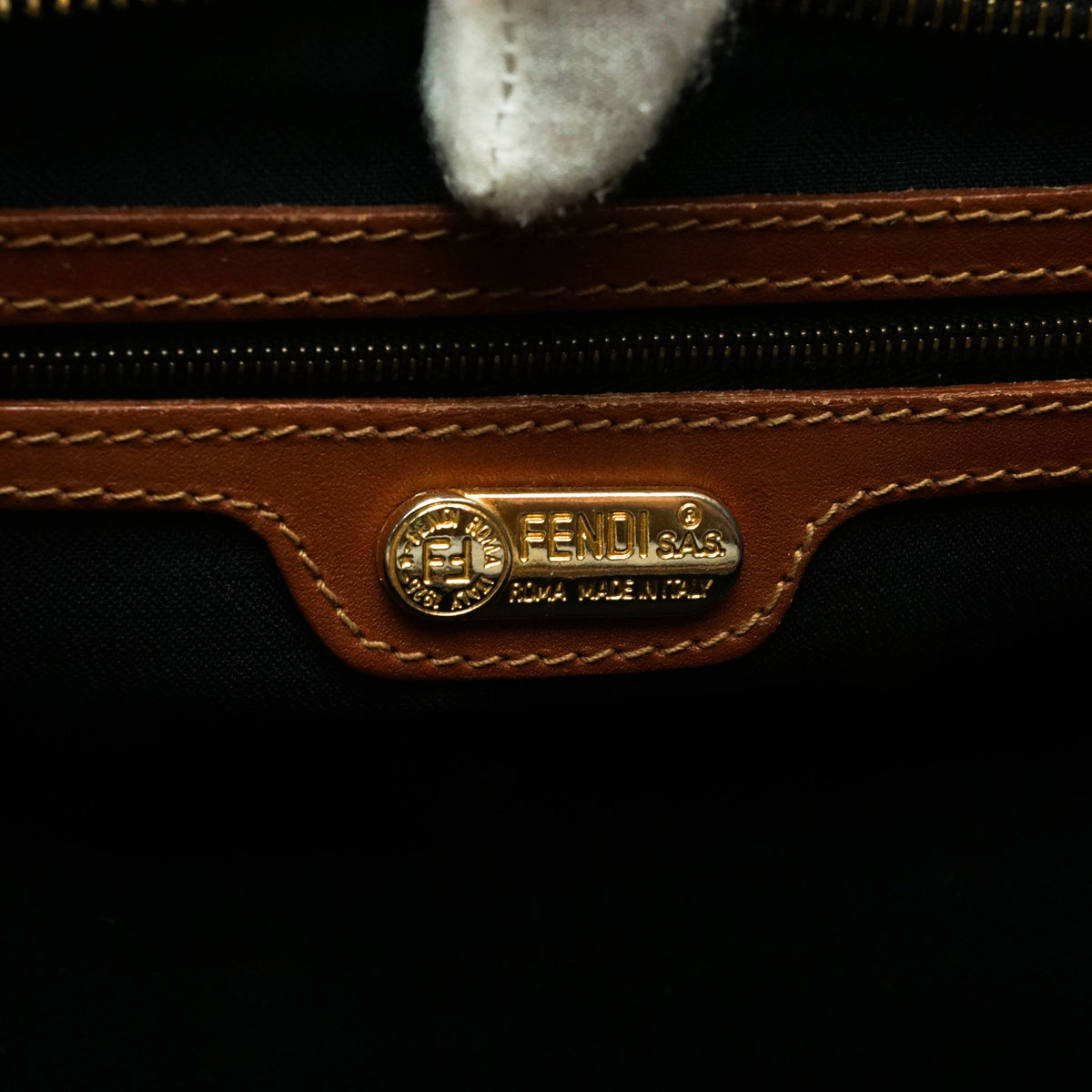 Fendi Hand Bag Brown Coated Canvas