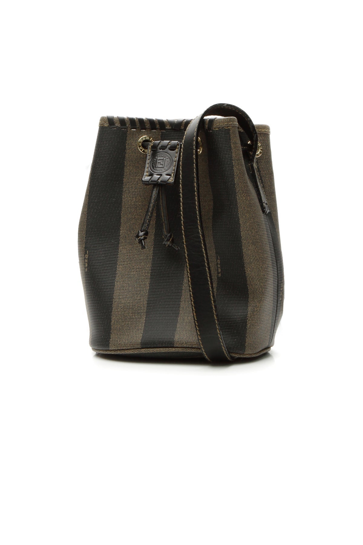 Vintage Striped Mini Bucket Bag - Black/Beige