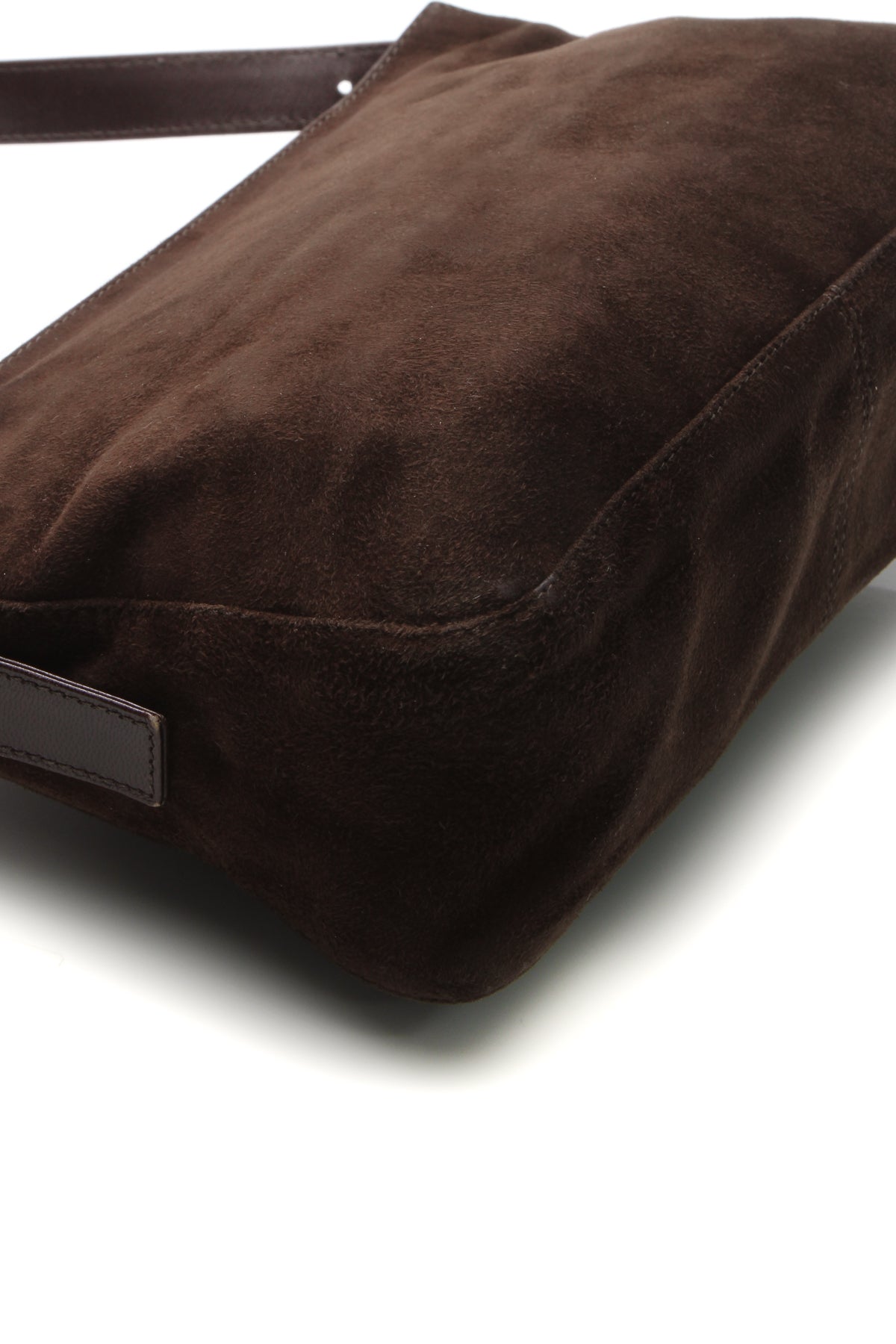 Zipper Baguette Bag - Brown Suede