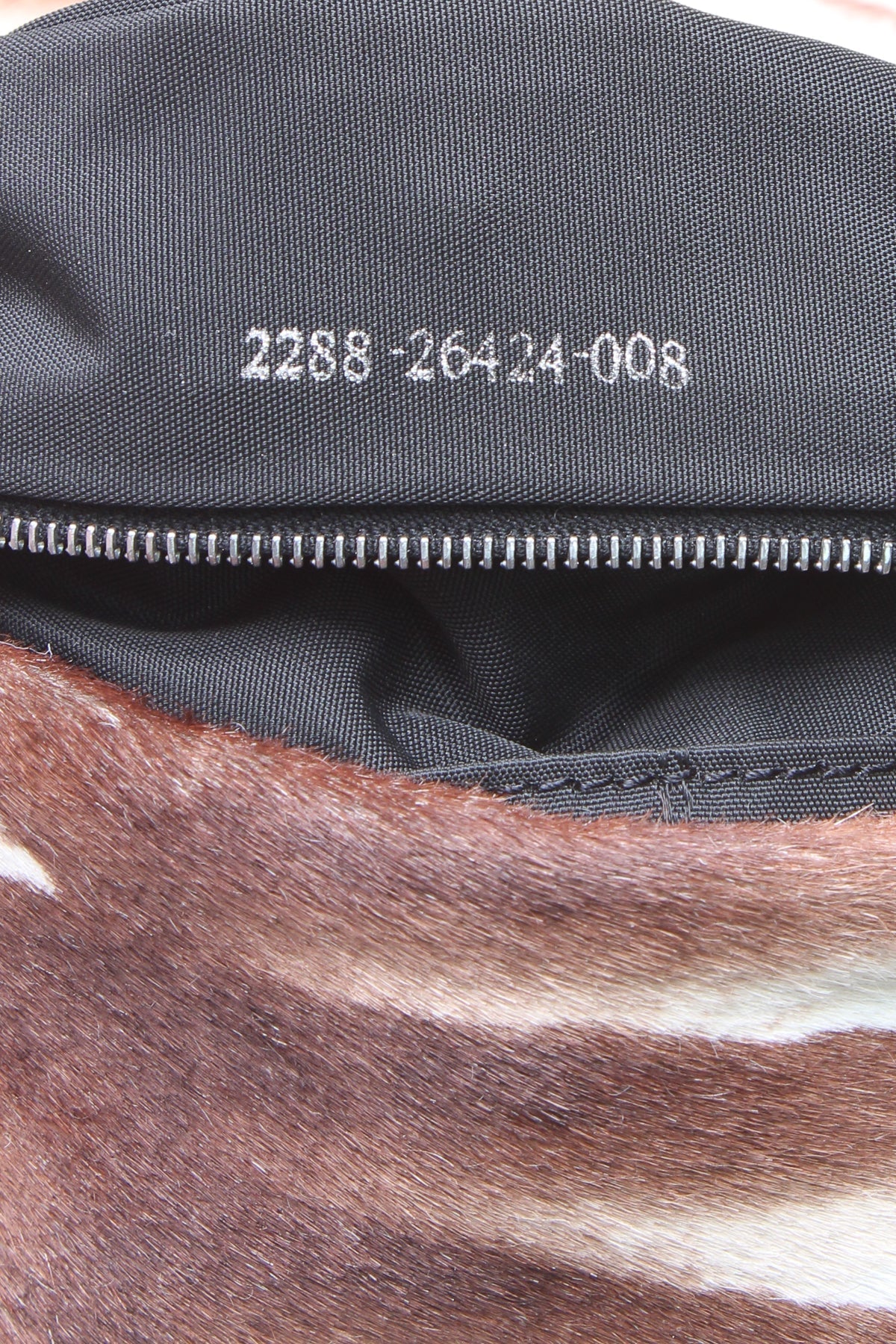 Zebra Print Baguette Bag - Brown/White
