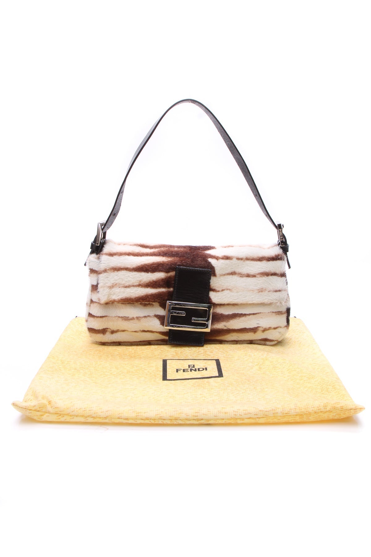 Zebra Print Baguette Bag - Brown/White