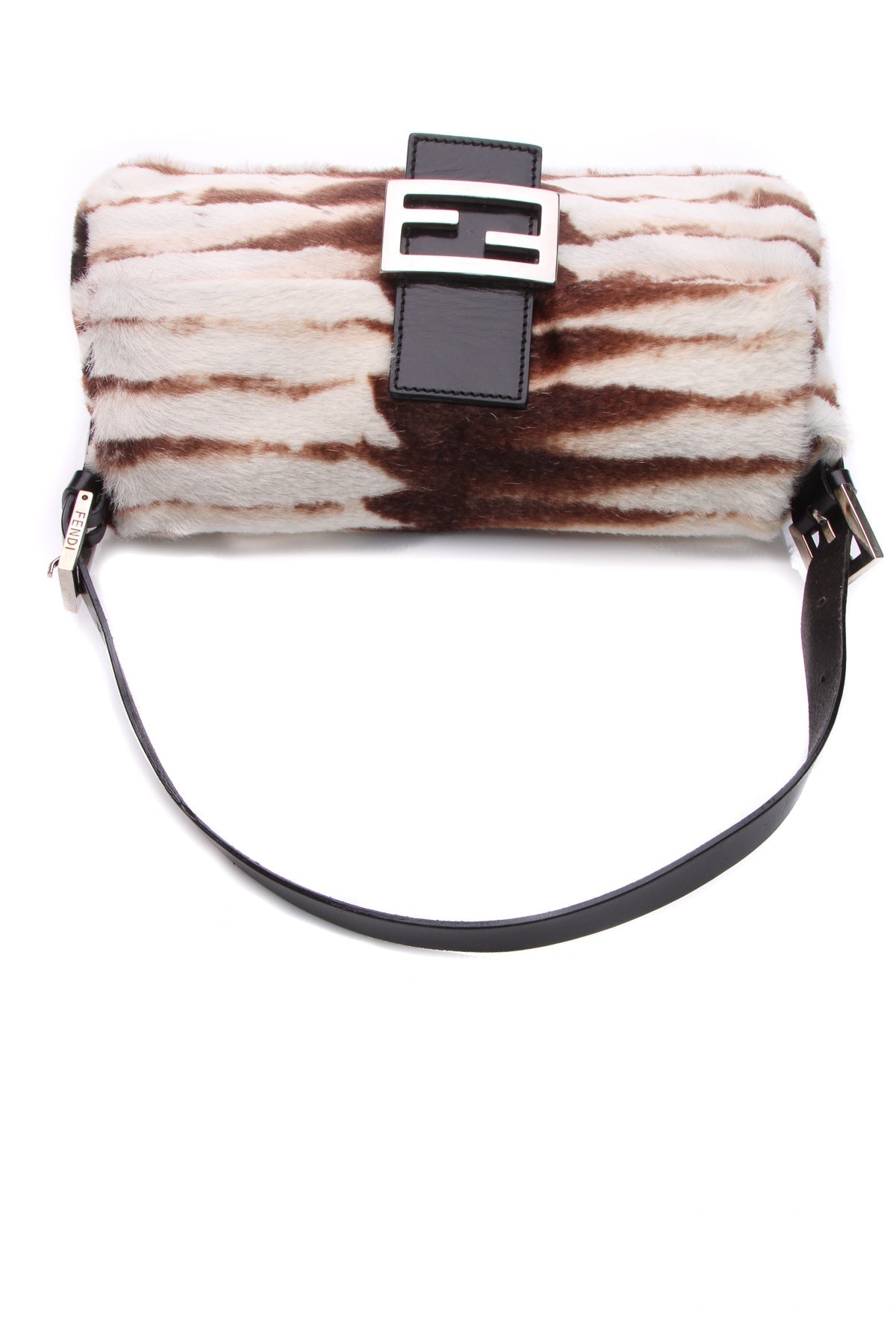 Zebra Print Baguette Bag - Brown/White