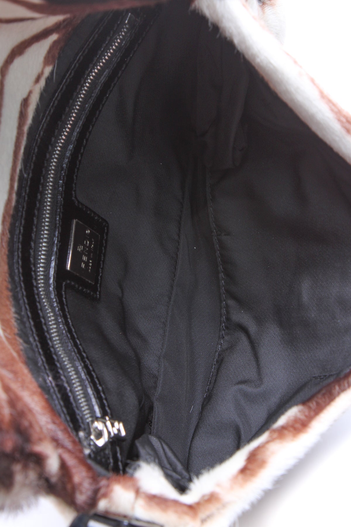 Zebra Print Baguette Bag - Brown/White