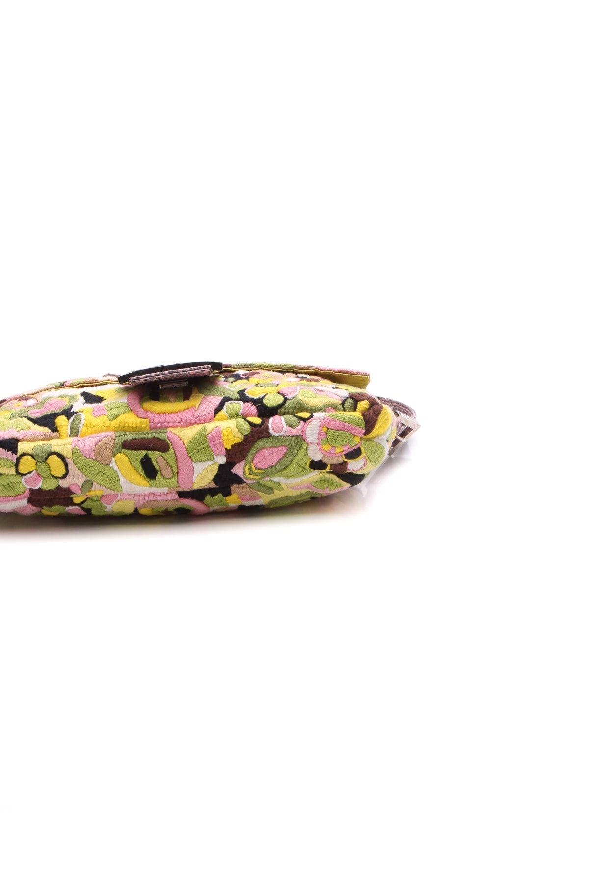 Embroidered Flowers Baguette Bag - Multicolor