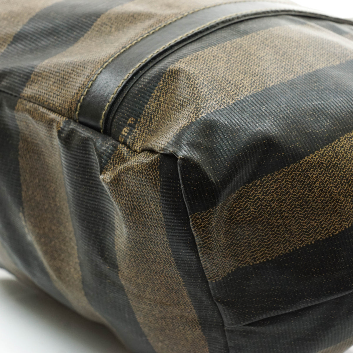 Fendi Pequin Hand Bag Vinyl Brown