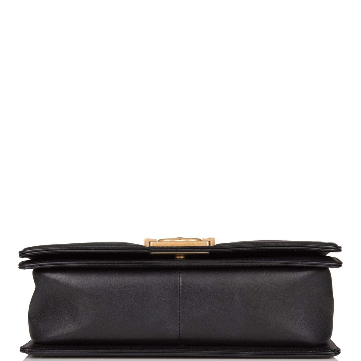 Pre-owned Chanel Black Python Medium Boy Bag Antique Gold Hardware