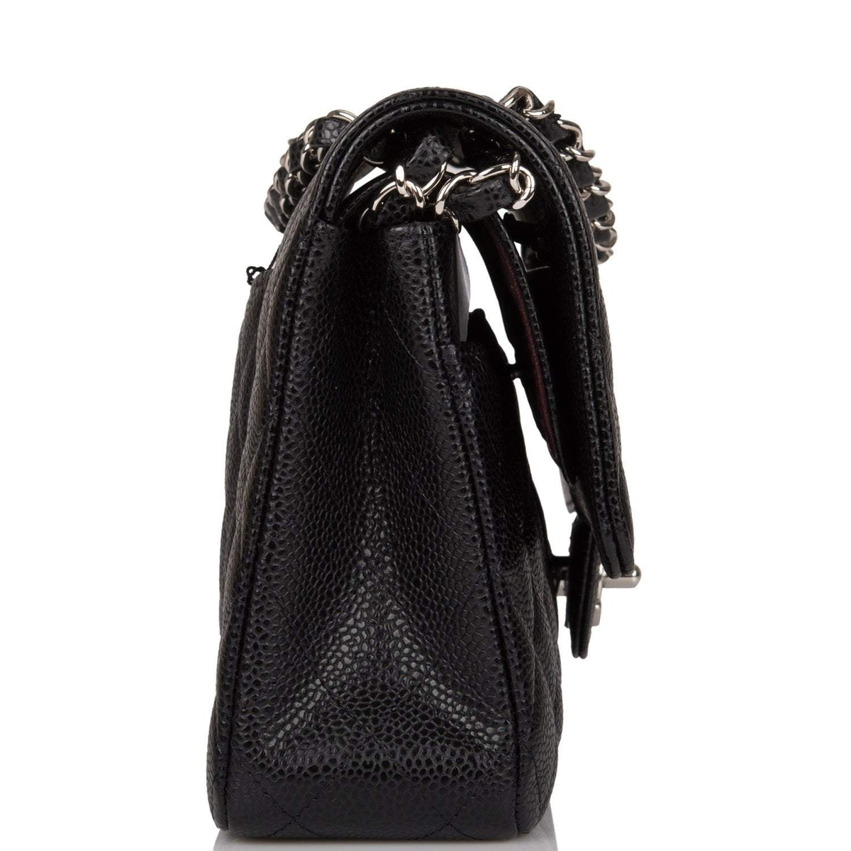 Chanel Medium Classic Double Flap Bag Black Quilted Caviar Silver Hardware