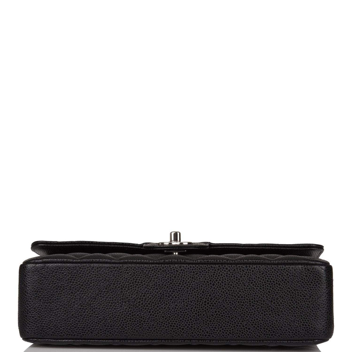 Chanel Medium Classic Double Flap Bag Black Quilted Caviar Silver Hardware