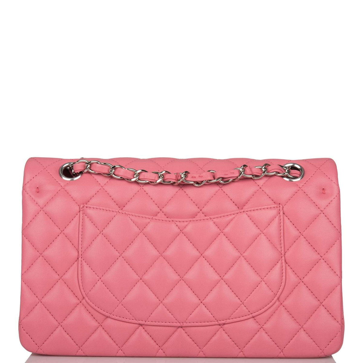 Chanel Medium Classic Double Flap Bag Rose Quilted Lambskin Silver Hardware