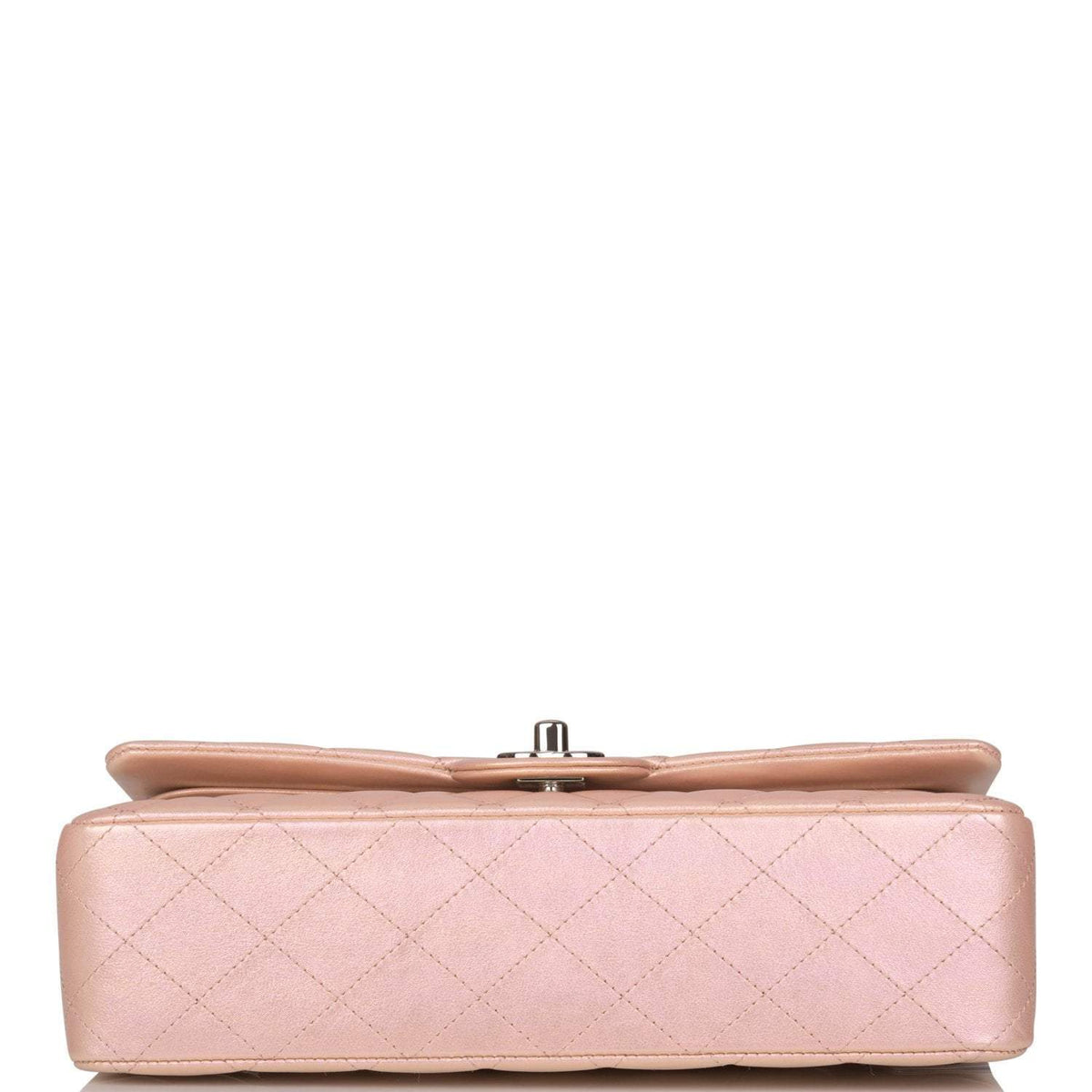 Chanel Medium Classic Double Flap Bag Pink Iridescent Lambskin Silver Hardware