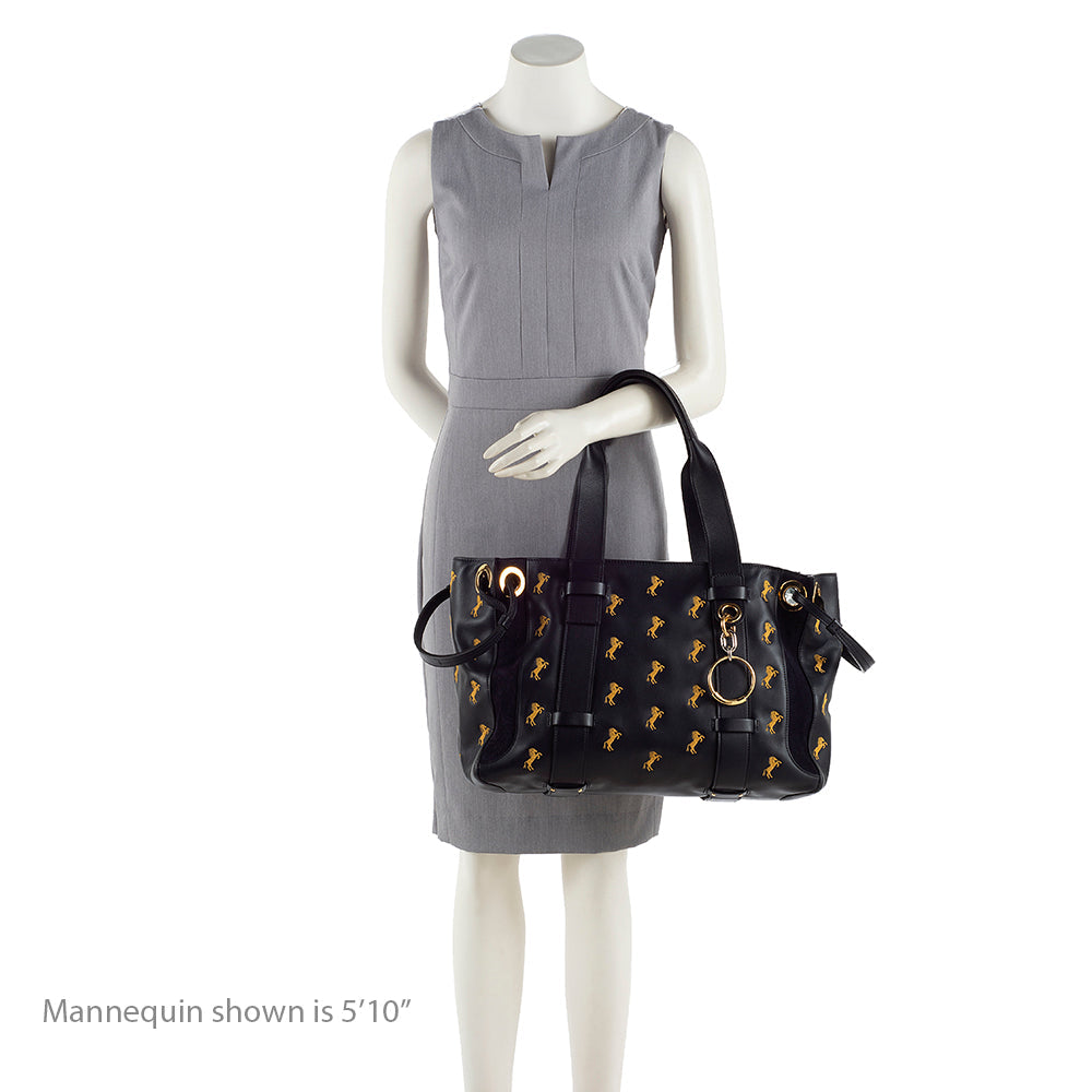 Chloe Calfskin Little Horses Tao Zipped Tote (SHF-18149)