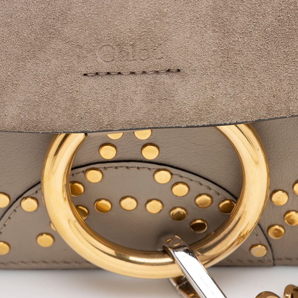 Chloe Suede Studded Small Faye Shoulder Bag (SHF-17184)
