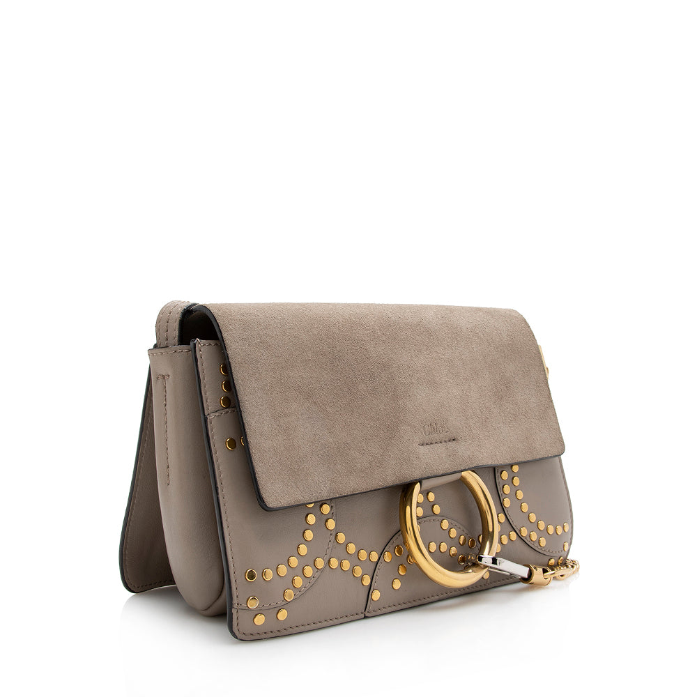 Chloe Suede Studded Small Faye Shoulder Bag (SHF-17184)