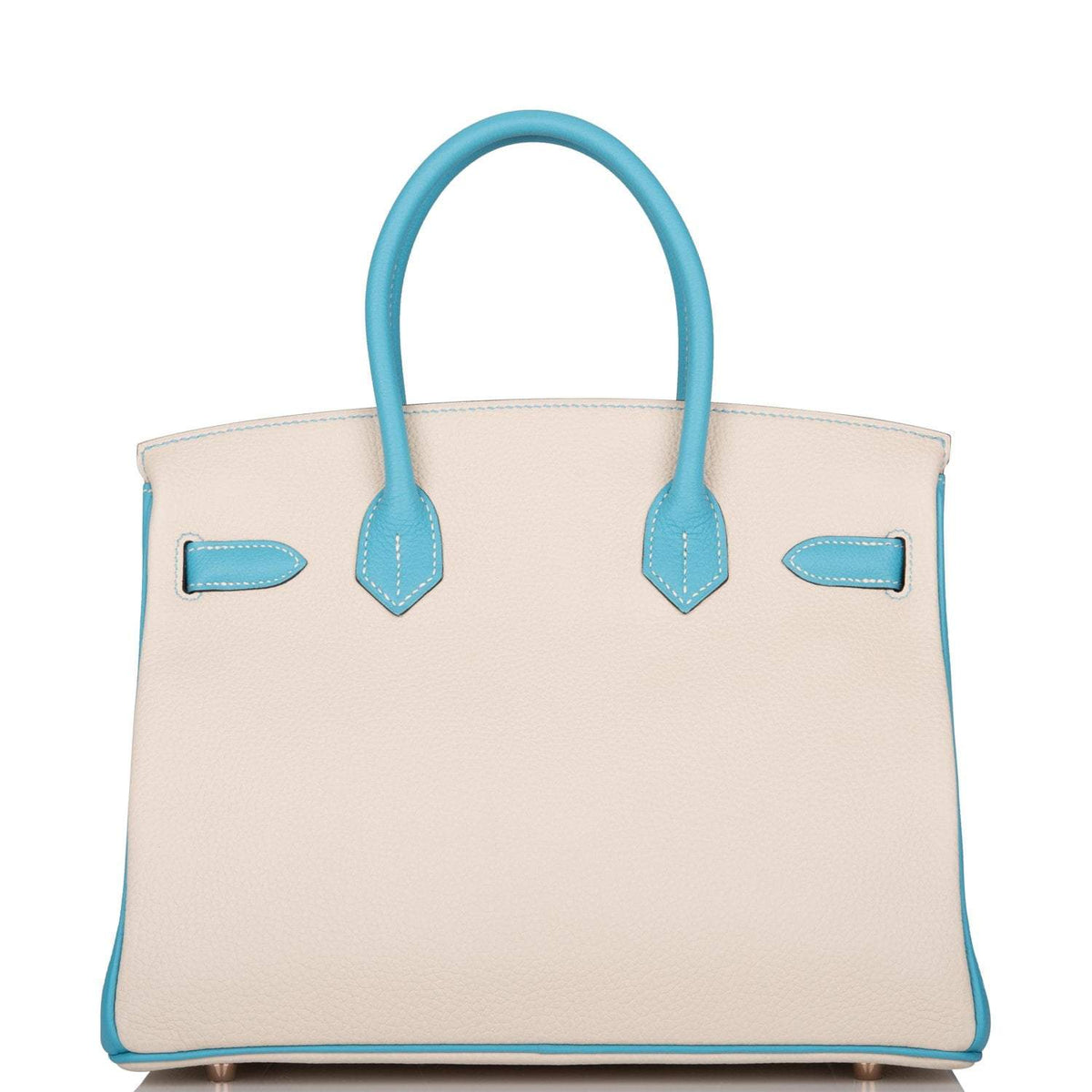 Hermes Birkin 30cm Bi-Color Craie and Bleu Atoll Togo Rose Gold Hardware