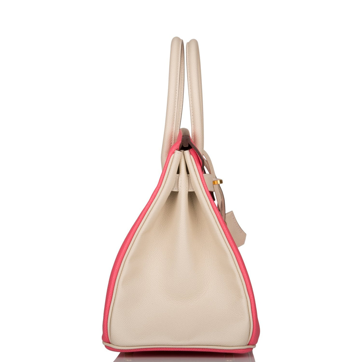 Hermes Birkin 30cm Bi-Color Craie and Rose Azalee Epsom Brushed Gold Hardware