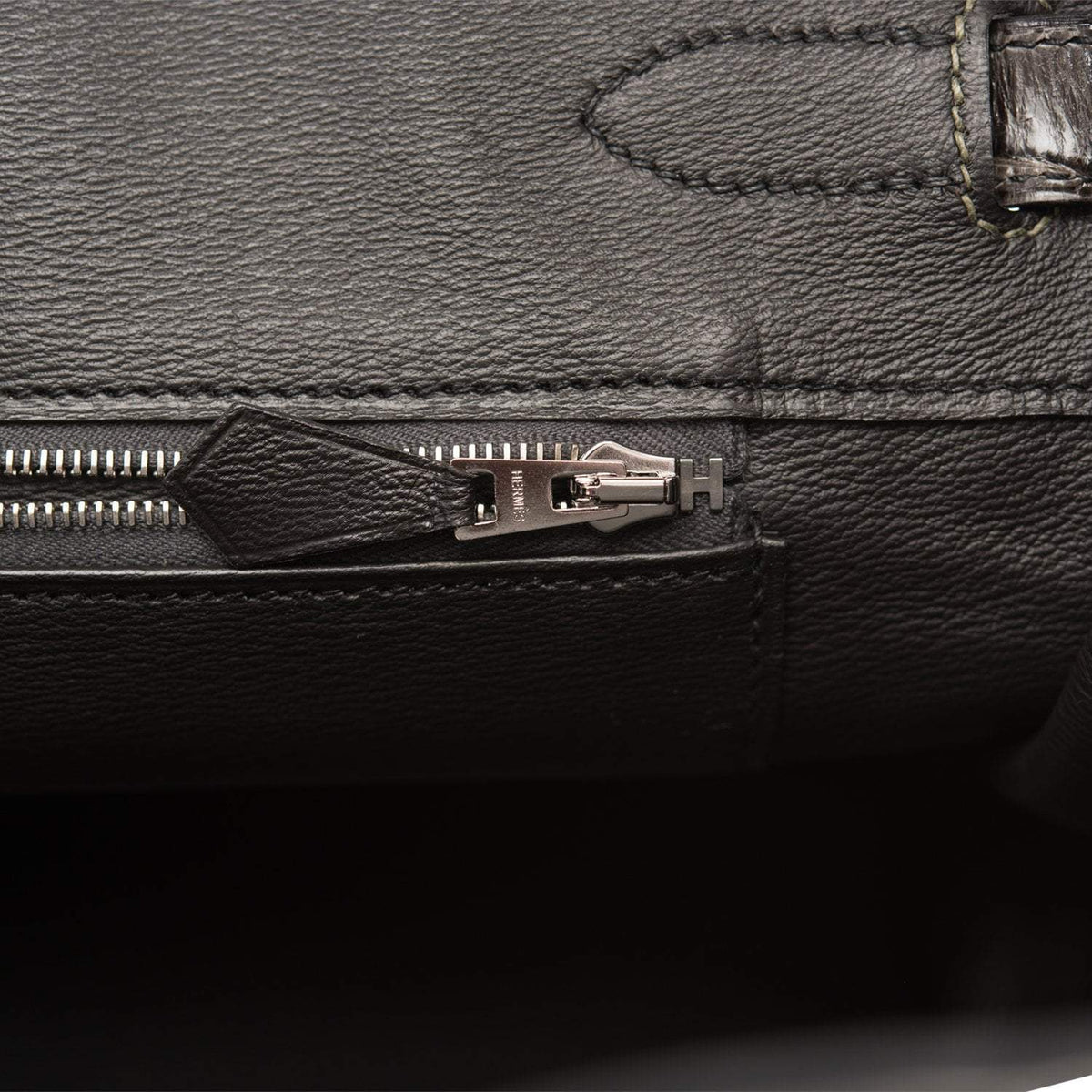 Hermes Birkin 35cm Bi-Color Gris Tourterelle and Graphite Shiny Porosus Crocodile Brushed Palladium Hardware