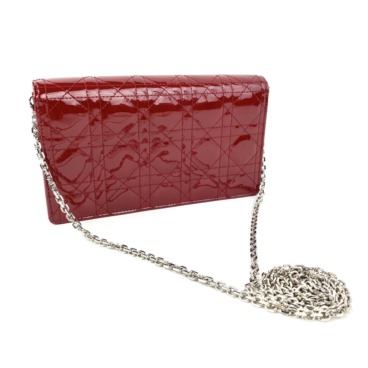 CHRISTIAN DIOR Lady Dior Pouch Red Patent