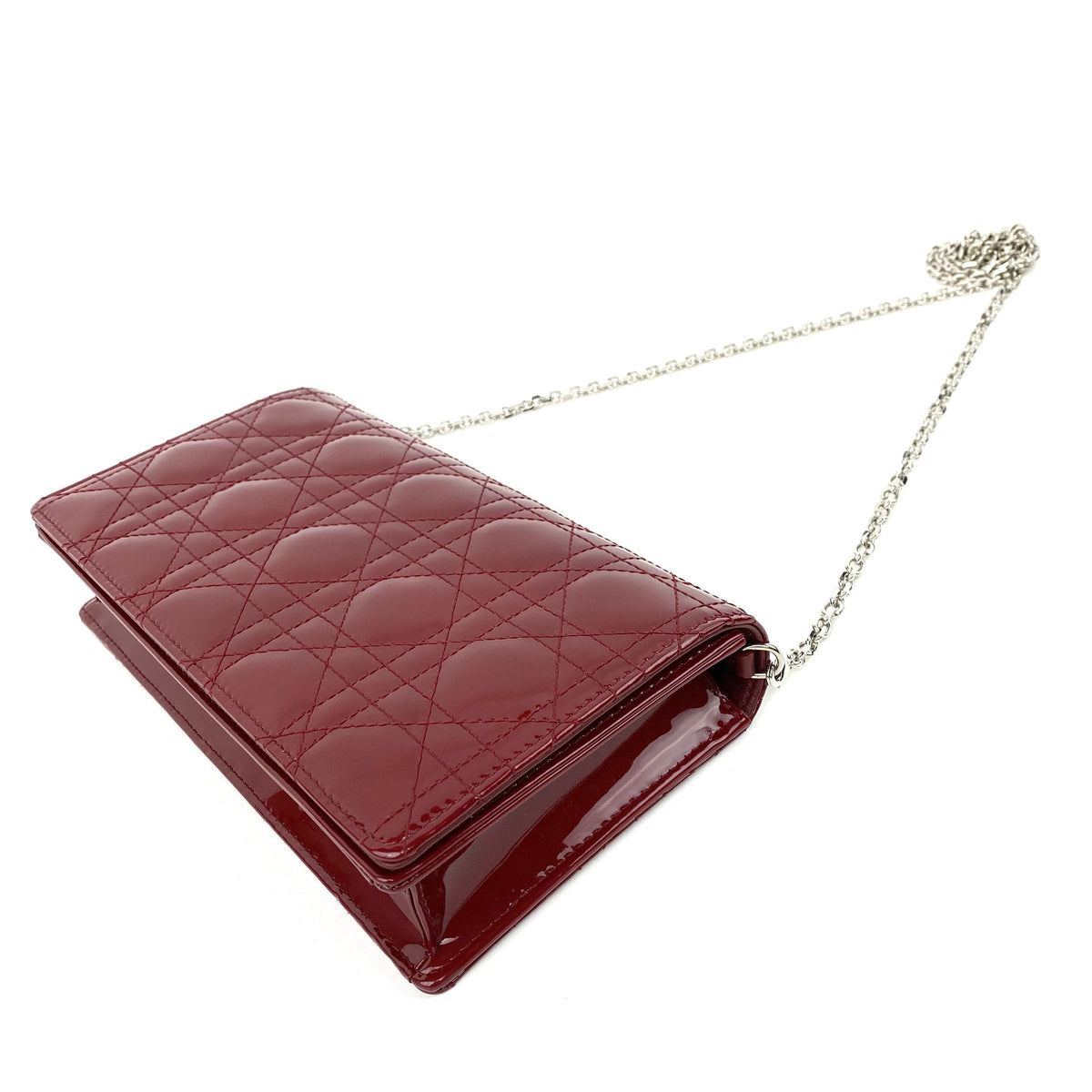 CHRISTIAN DIOR Lady Dior Pouch Red Patent