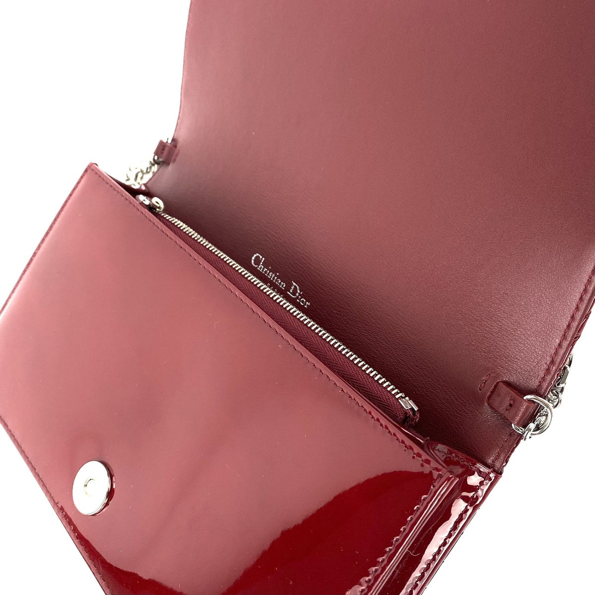 CHRISTIAN DIOR Lady Dior Pouch Red Patent