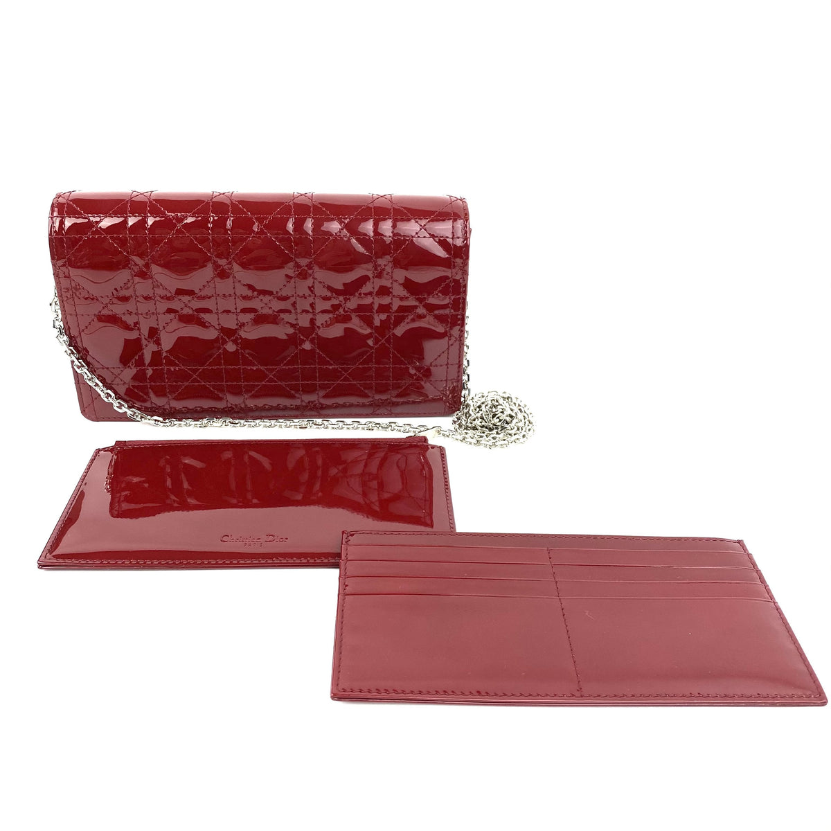 CHRISTIAN DIOR Lady Dior Pouch Red Patent
