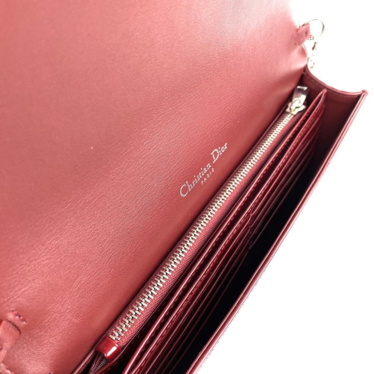 CHRISTIAN DIOR Lady Dior Pouch Red Patent