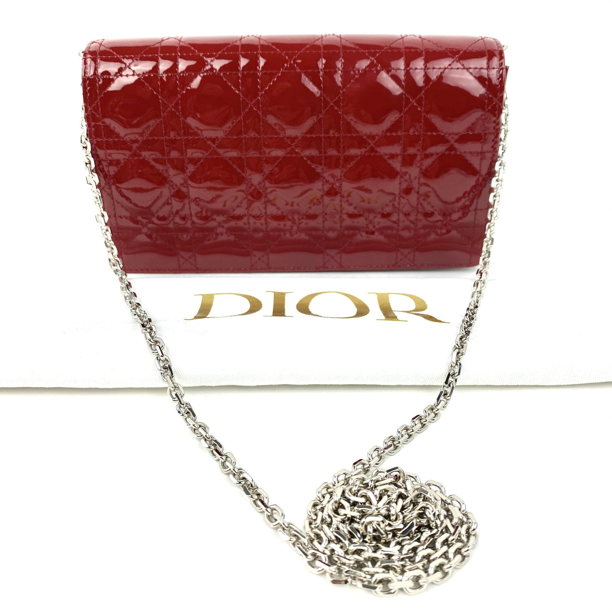 CHRISTIAN DIOR Lady Dior Pouch Red Patent