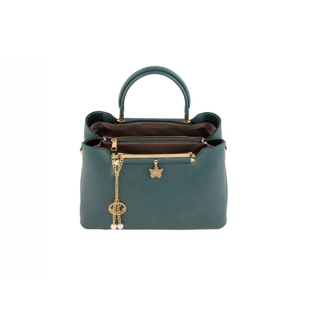 Zurelx Emerald Leather Tote Handbag