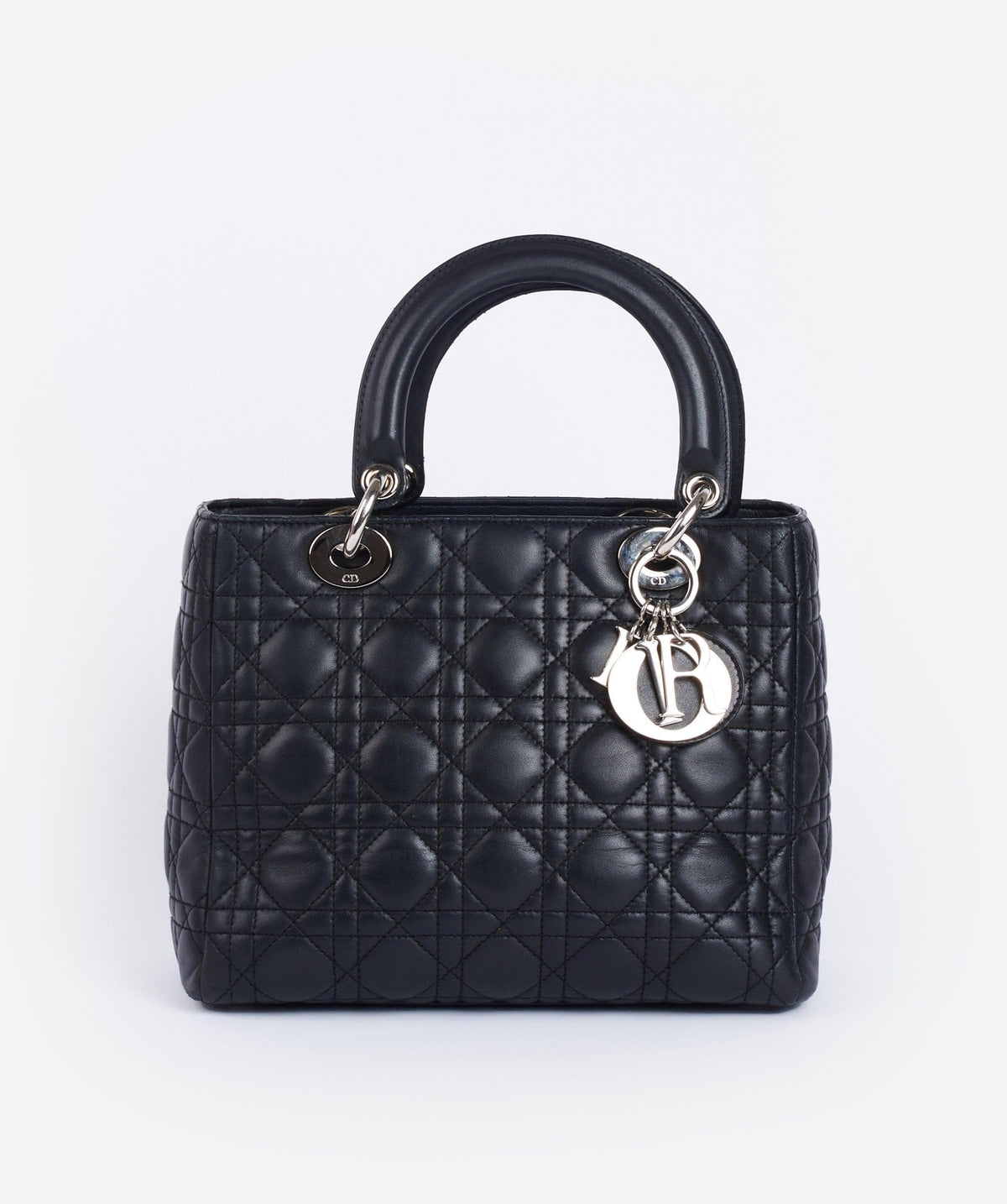Christian Dior Black Leather Lady Dior Medium PHW - Cap N Wrap
