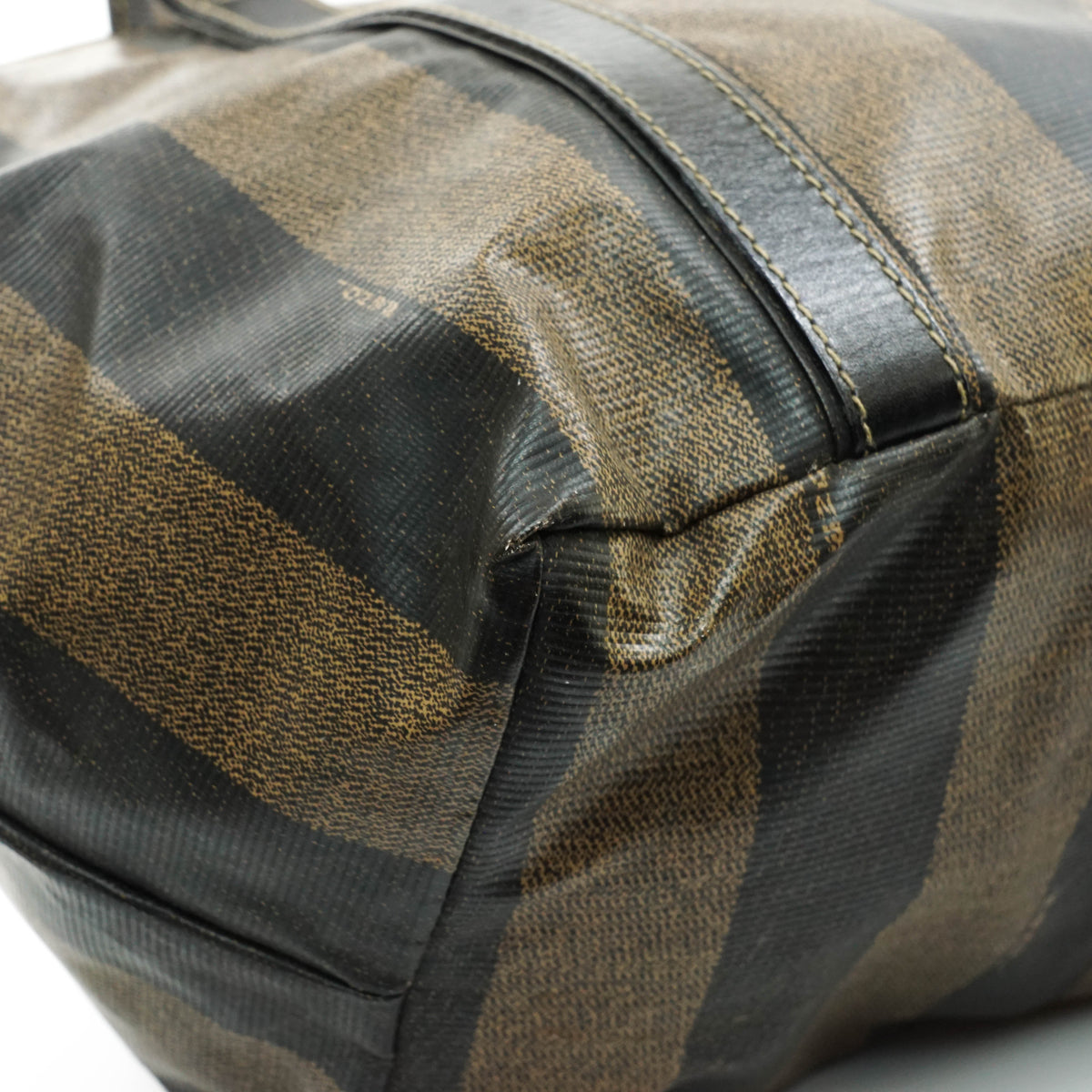 Fendi Pequin Hand Bag Vinyl Brown