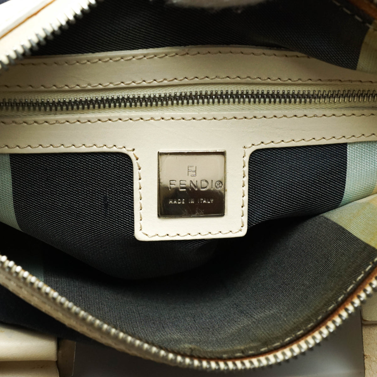 Fendi Hand Bag Navy Blue Canvas