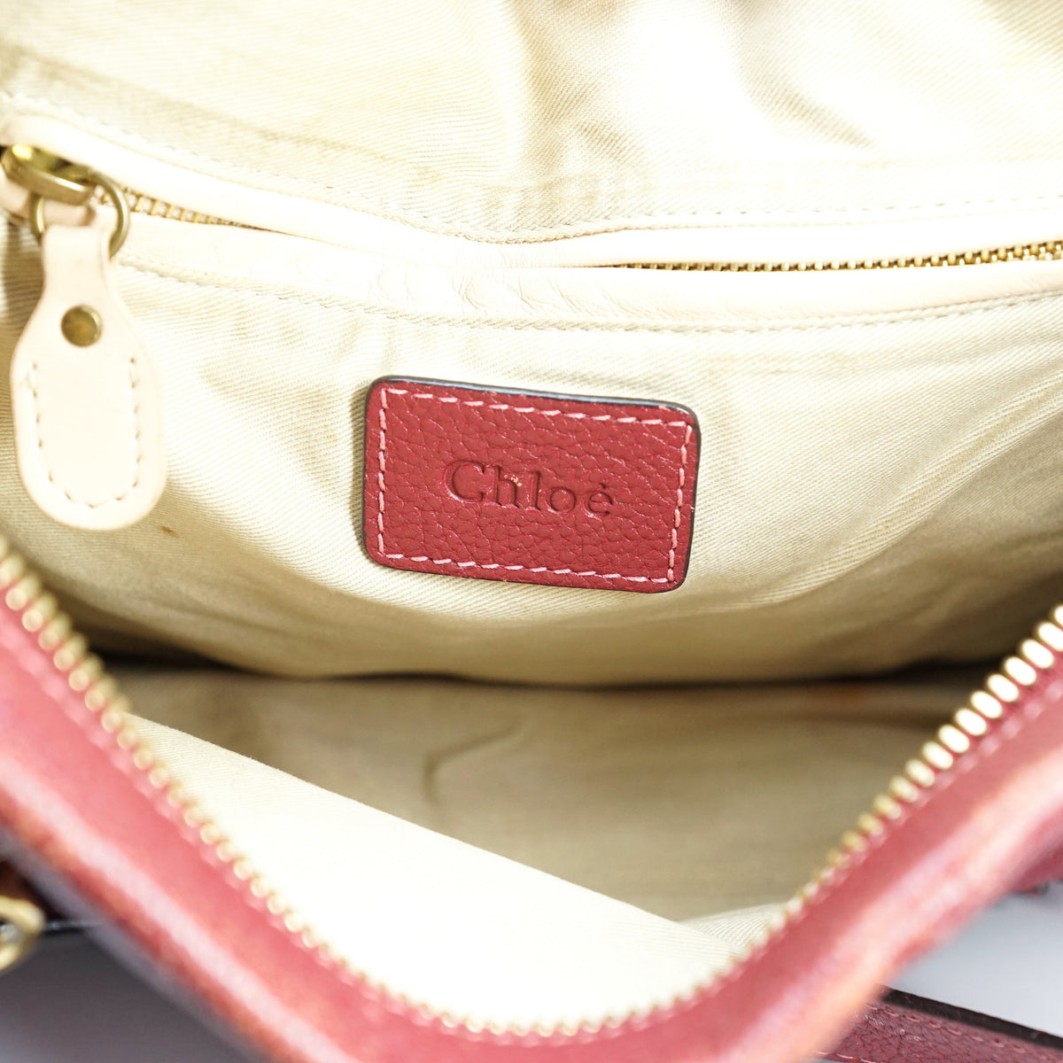 Chloe Paraty Hand Bag Red Leather