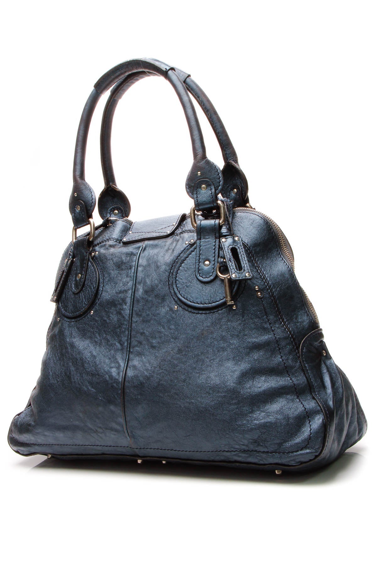 Large Dome Paddington Bag - Metallic Blue