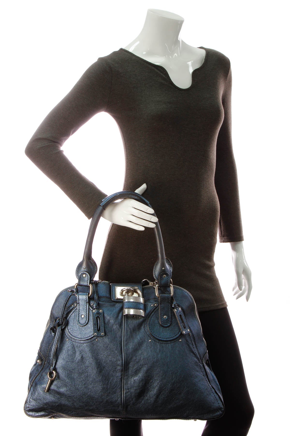 Large Dome Paddington Bag - Metallic Blue