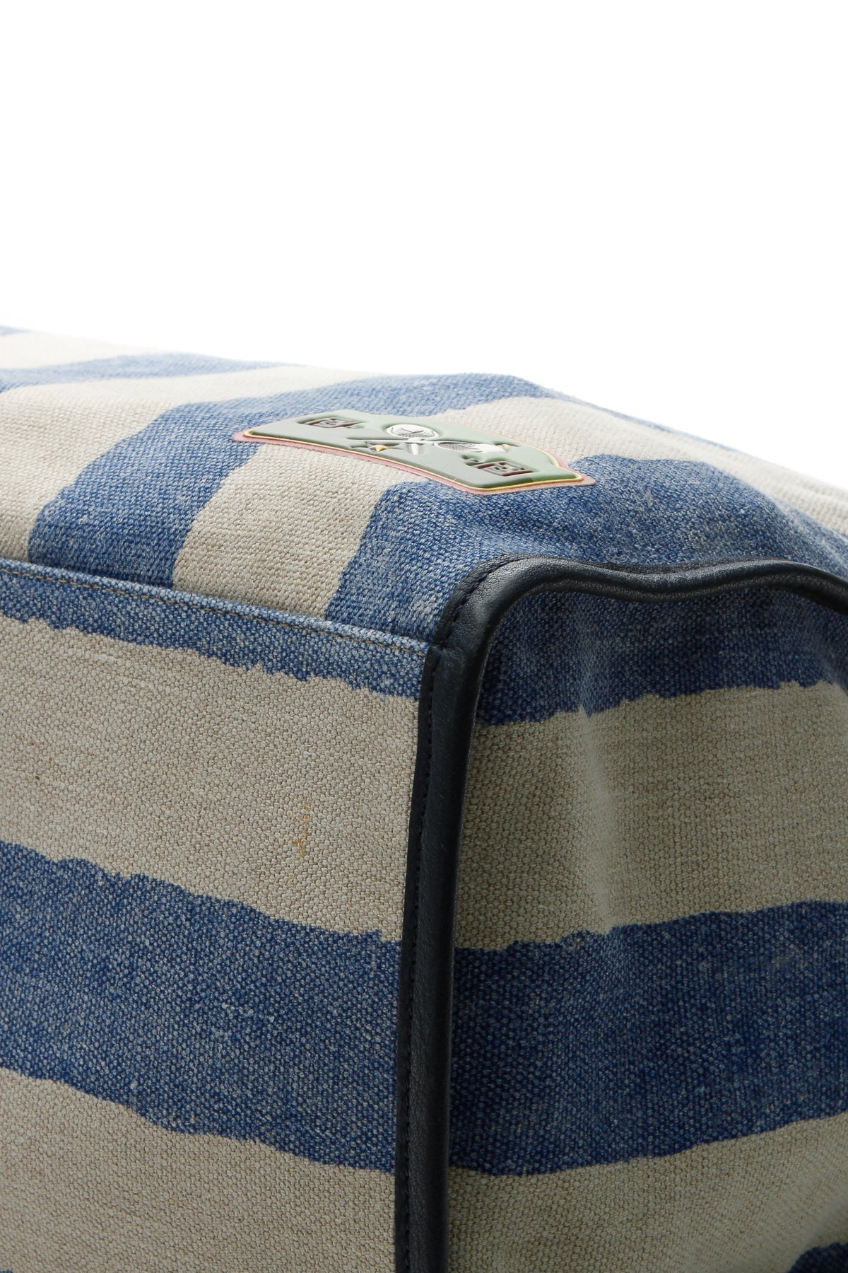 Sports Patches Striped Tote Bag - Blue/Beige