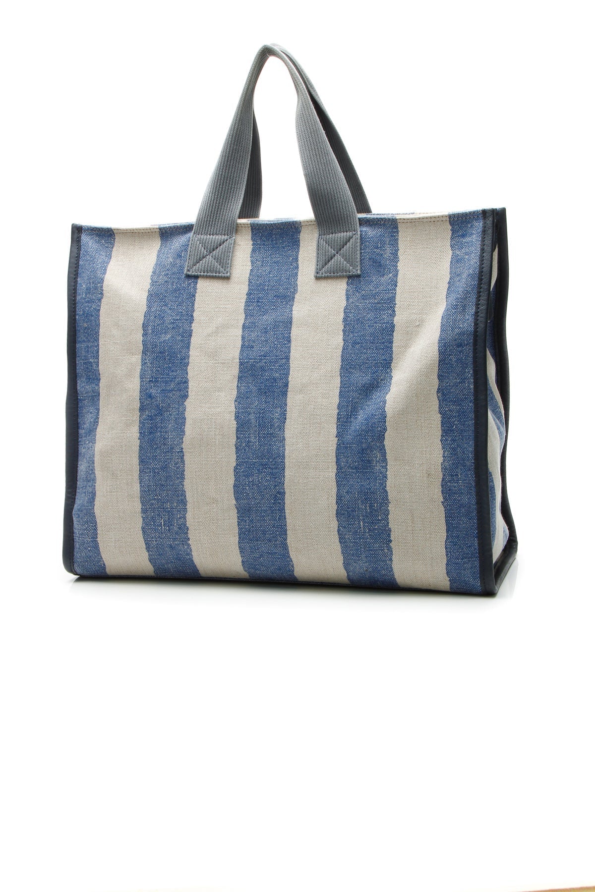 Sports Patches Striped Tote Bag - Blue/Beige