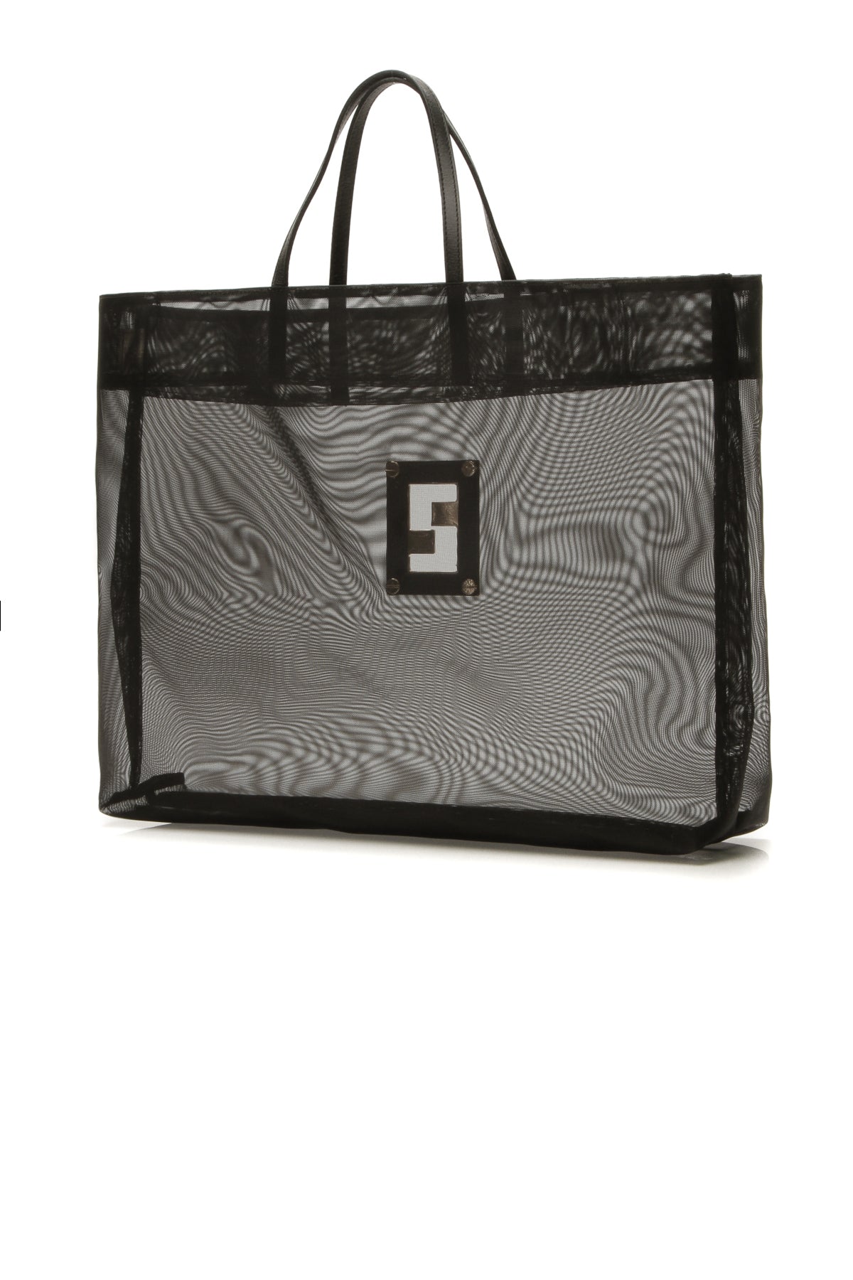Mesh Logo Tote Bag - Black
