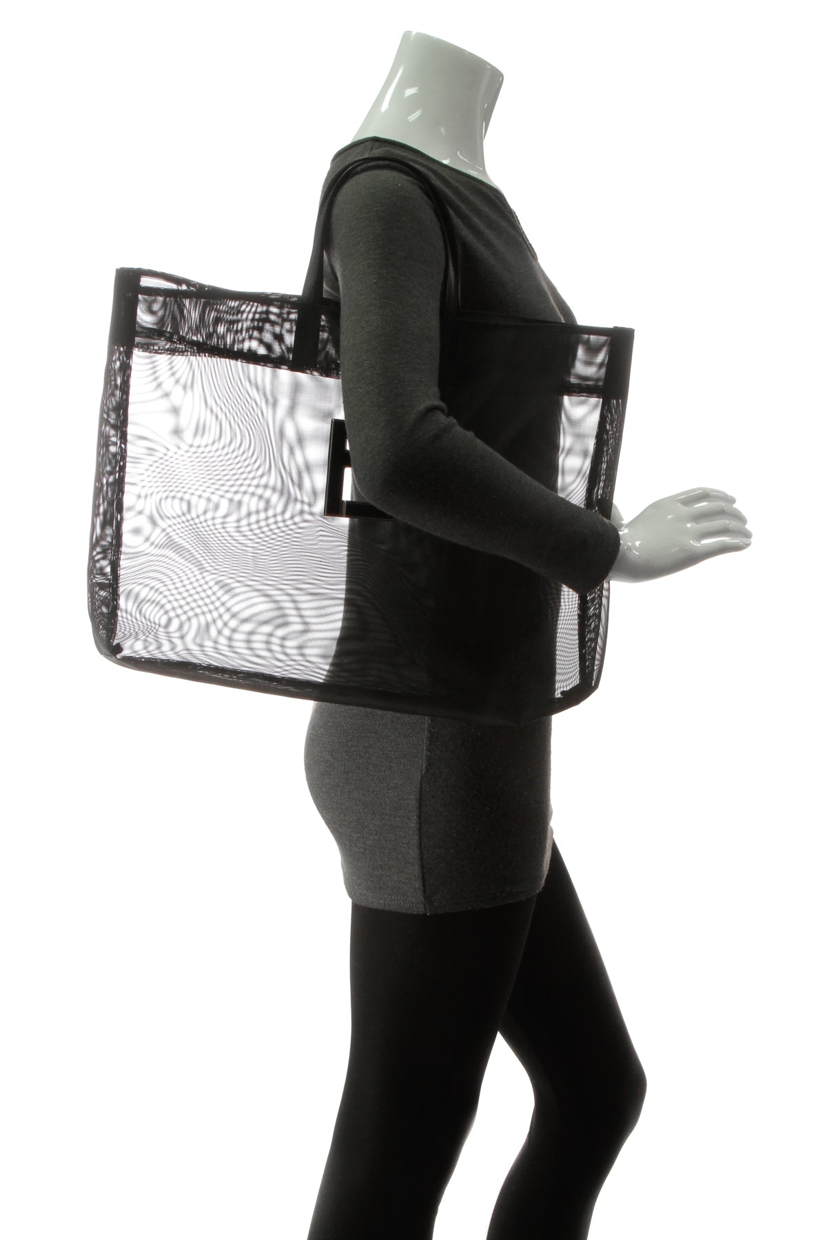 Mesh Logo Tote Bag - Black