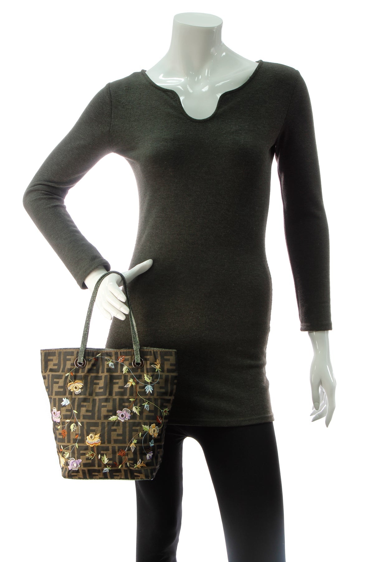 Floral Embroidered Small Tote Bag - Zucca