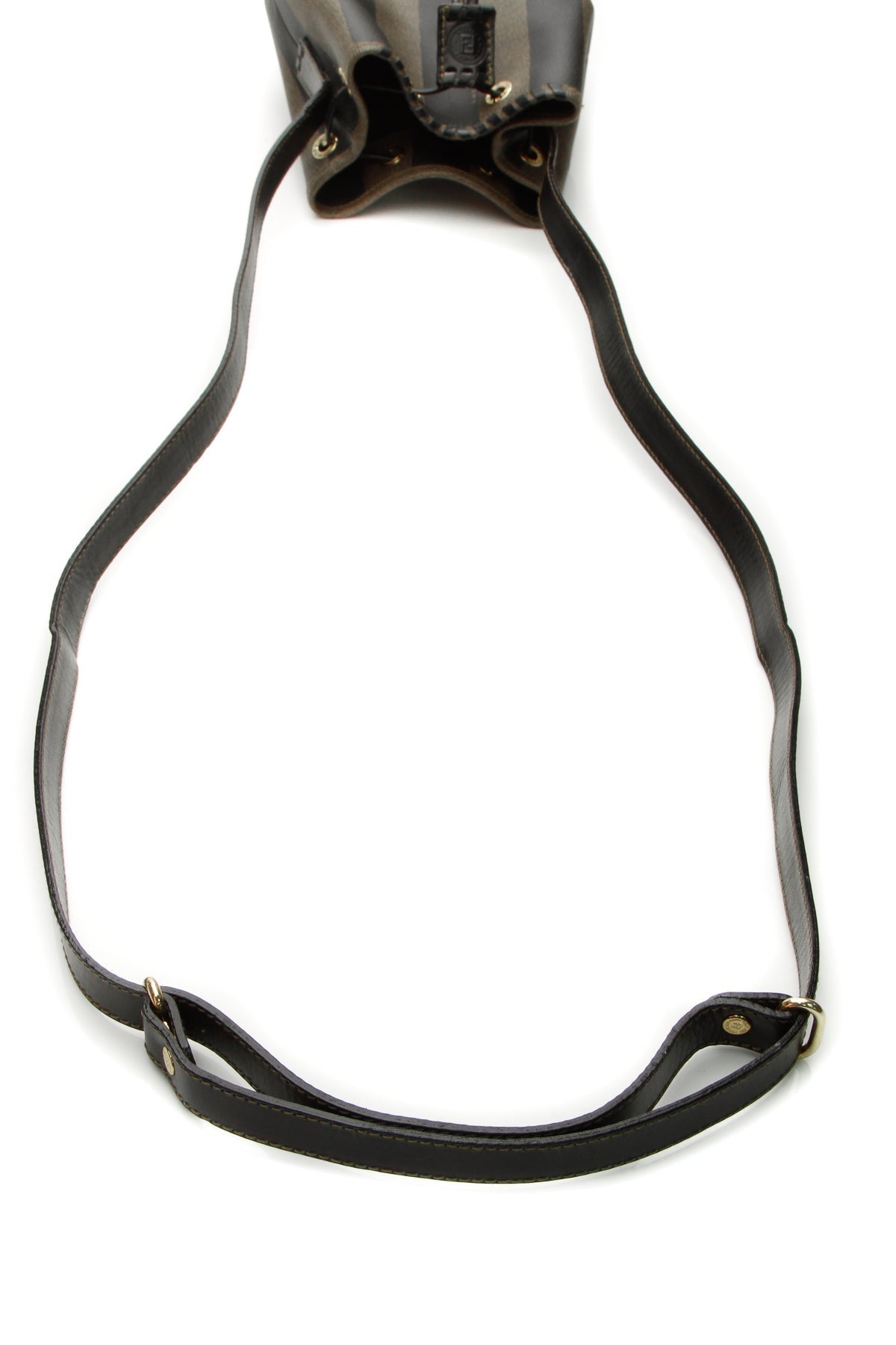 Vintage Striped Mini Bucket Bag - Black/Beige