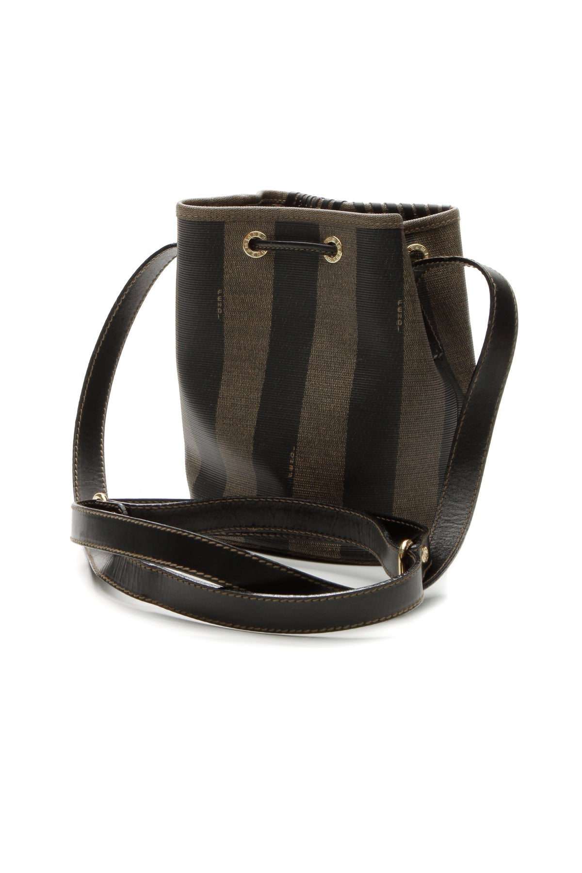 Vintage Striped Mini Bucket Bag - Black/Beige