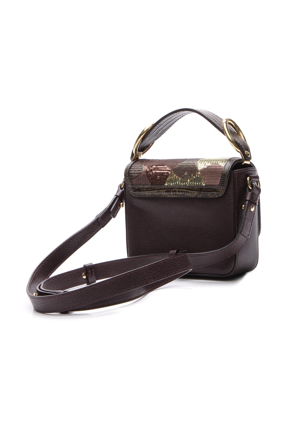 Sequin Camo Mini C Bag - Black Raisin