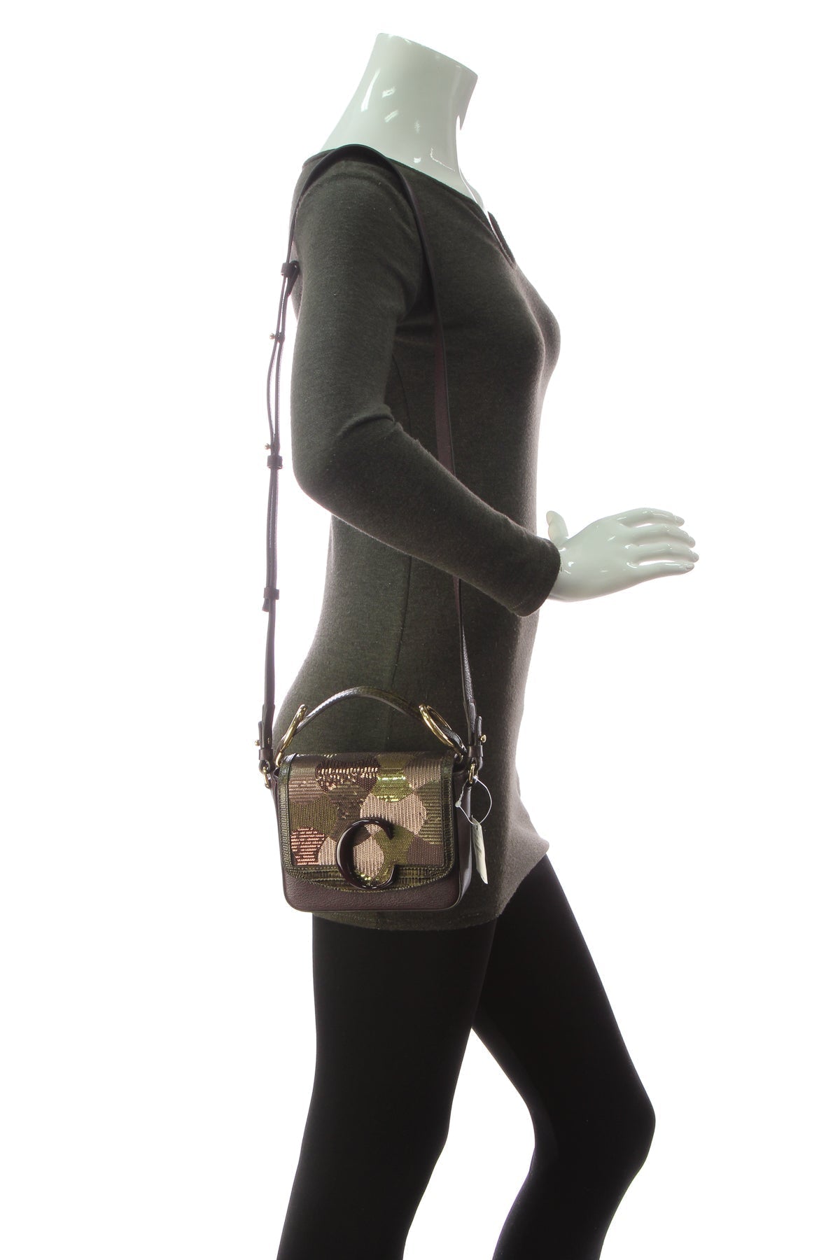 Sequin Camo Mini C Bag - Black Raisin
