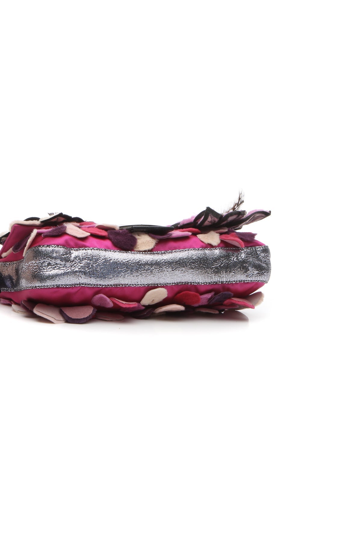 Fur Flowers & Petals Baguette Bag - Pink/Purple