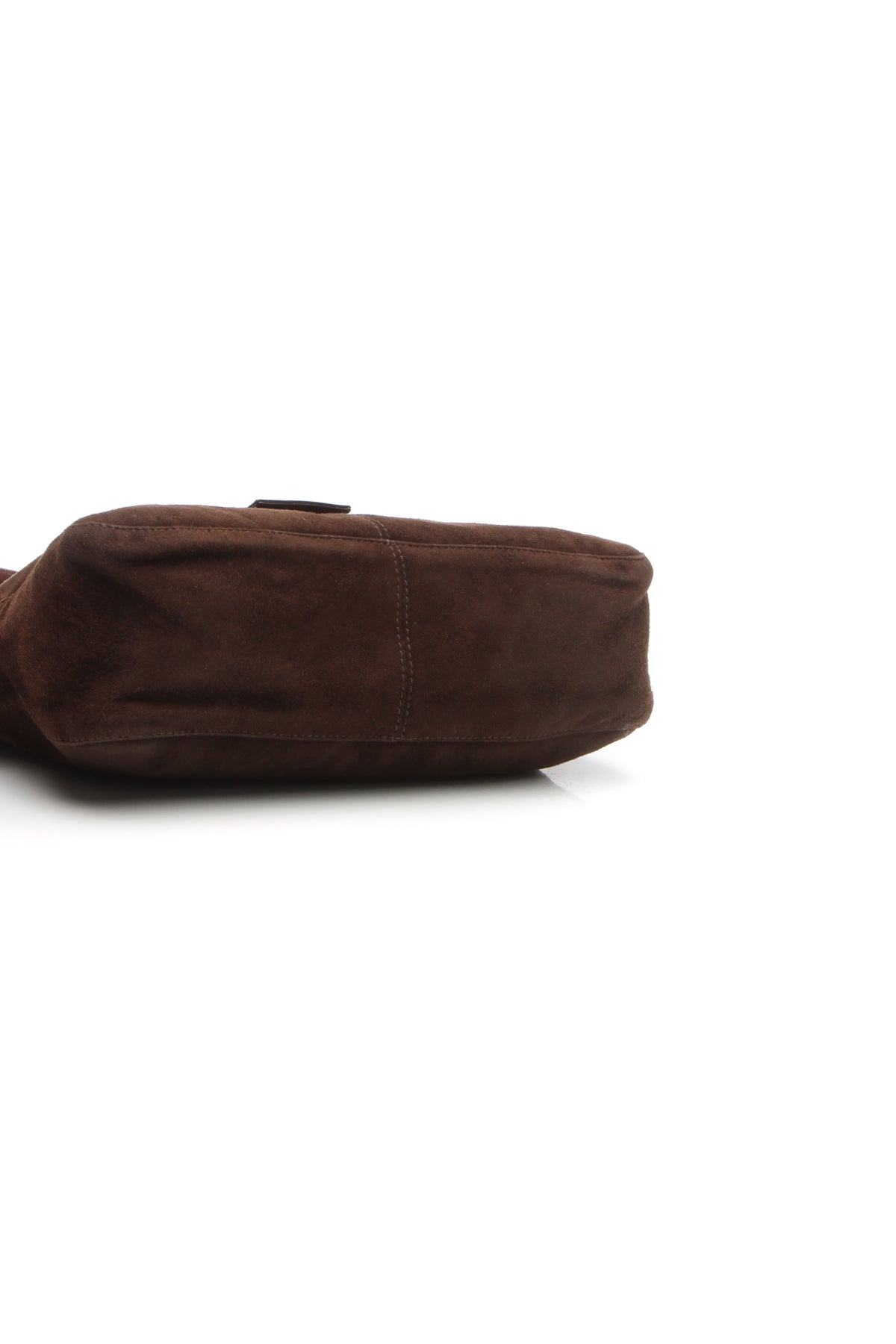 Zipper Baguette Bag - Brown Suede