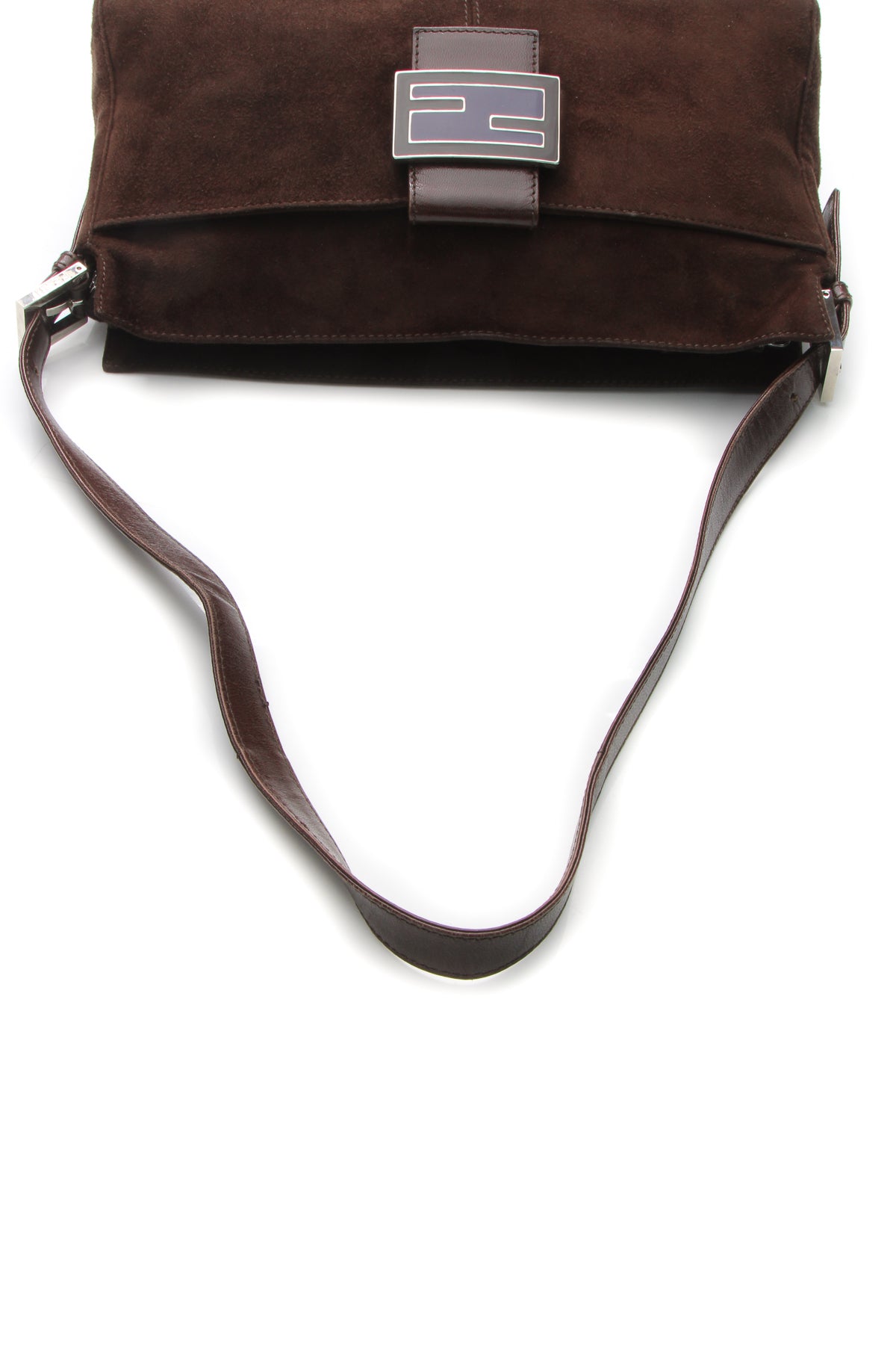 Zipper Baguette Bag - Brown Suede