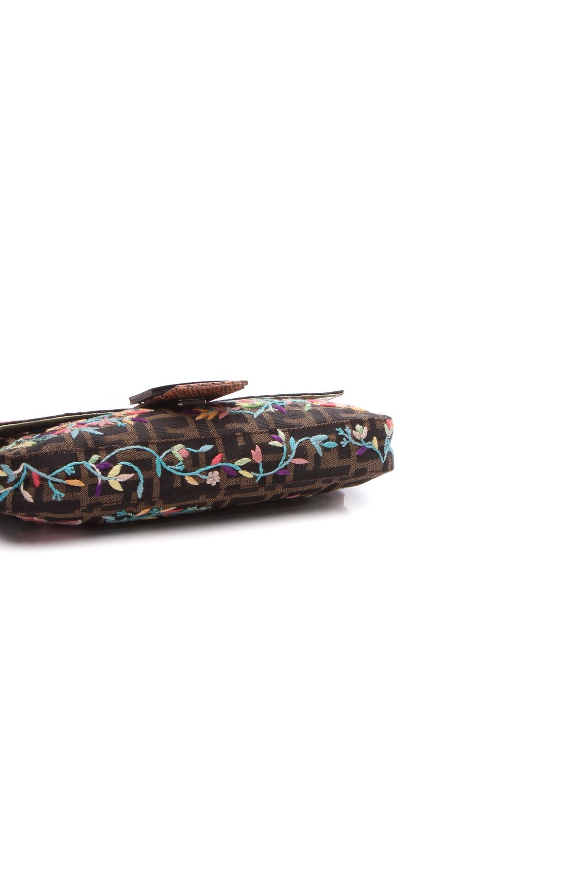 Floral Embroidered Baguette Bag - Tobacco