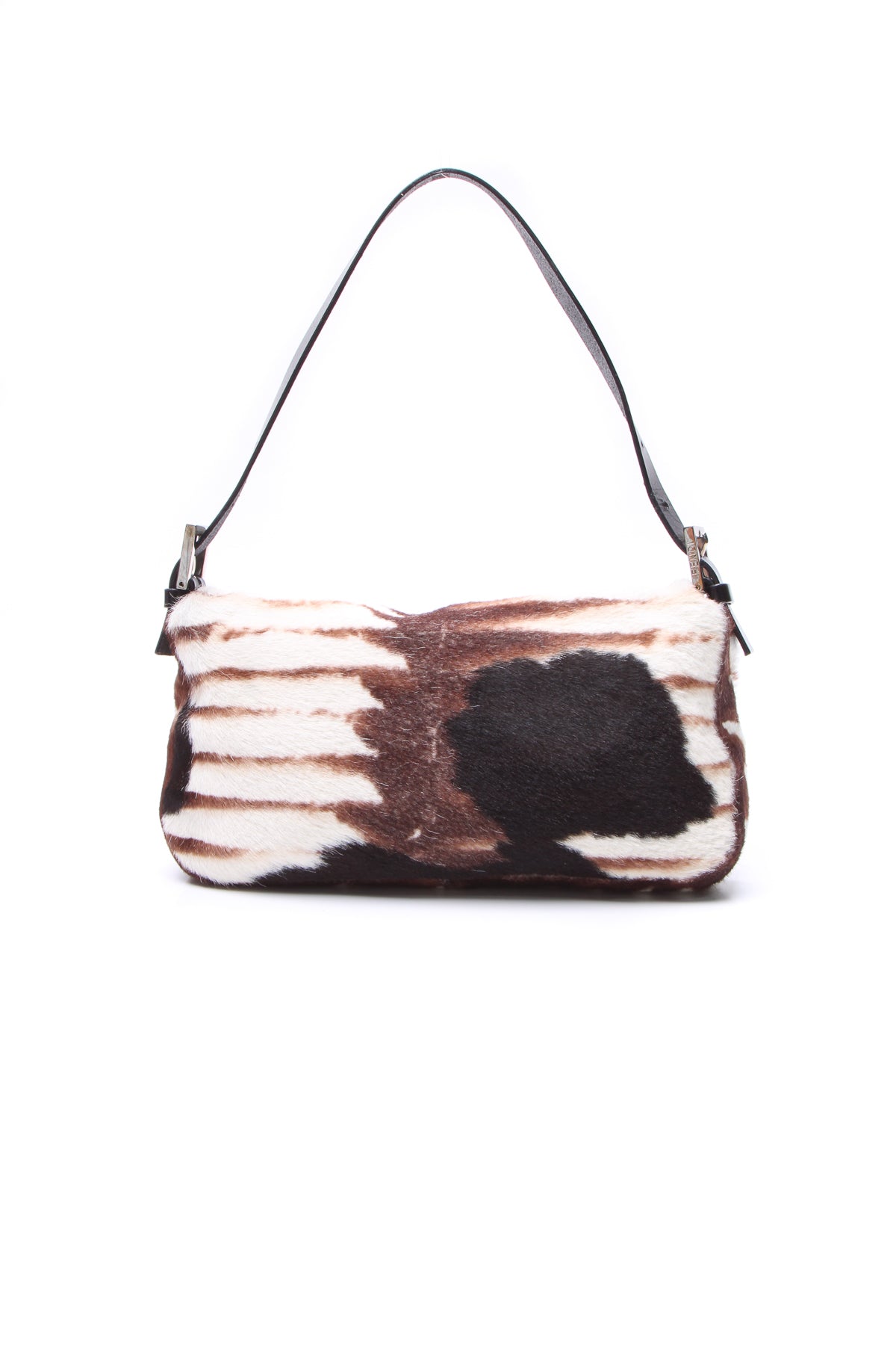 Zebra Print Baguette Bag - Brown/White