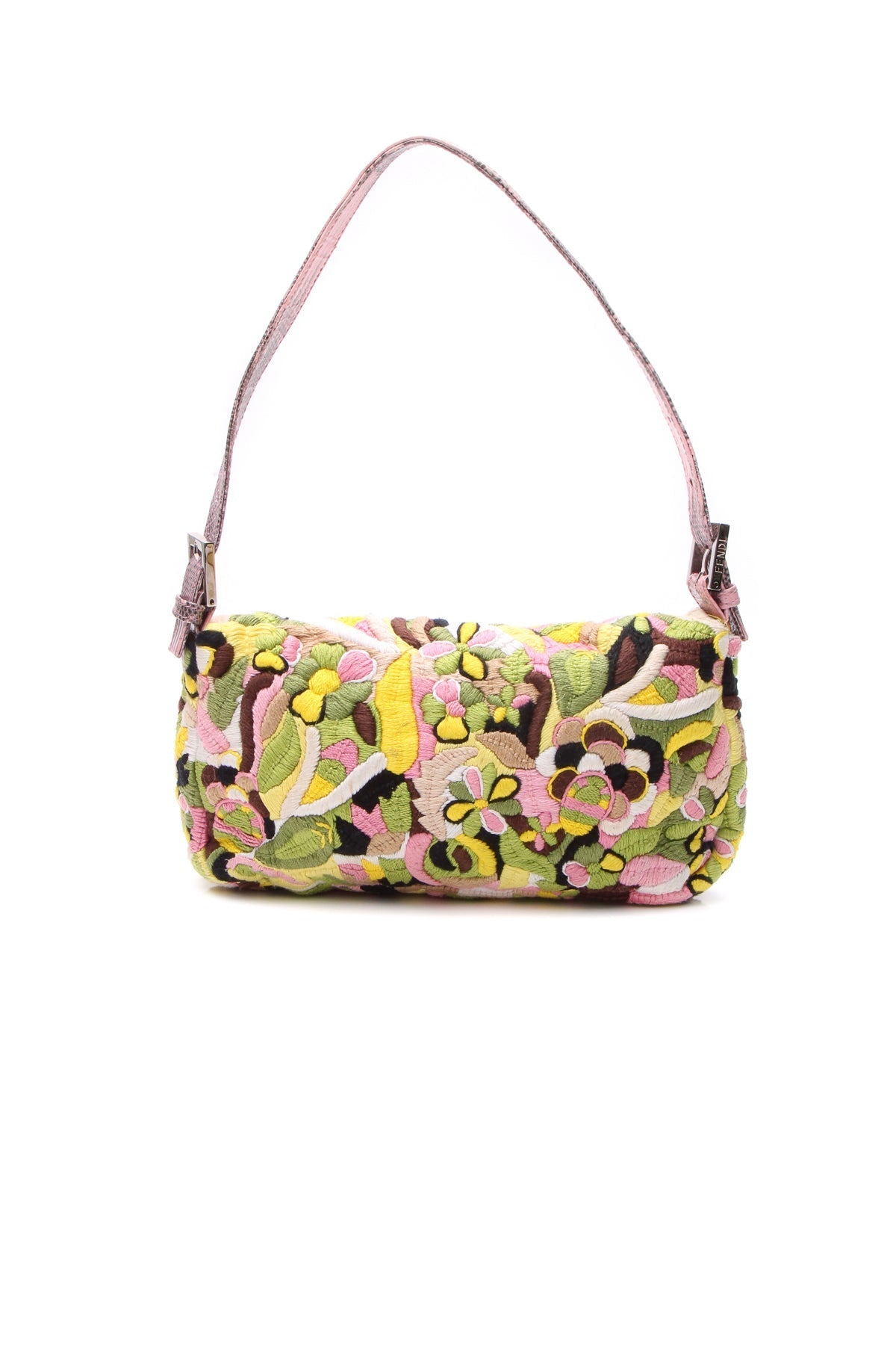 Embroidered Flowers Baguette Bag - Multicolor