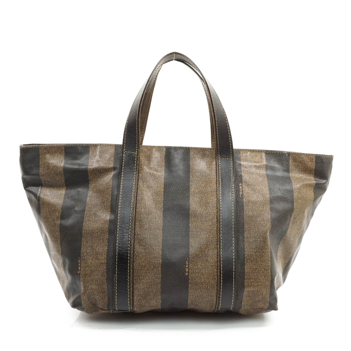 Fendi Pequin Hand Bag Vinyl Brown